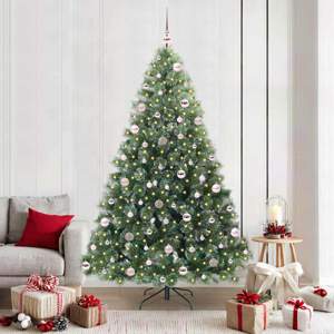 Sztuczna choinka z 300 diodami LED Zielony 210 cm PE i PVC