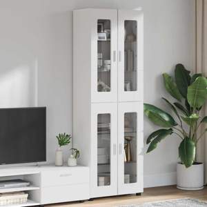 Highboard FLORIN 60 x 35 x 182 cm Wysoki połysk biały