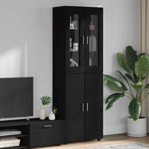 Highboard FLORIN 60 x 35 x 182 cm Czarny Drewno inżynieryjne
