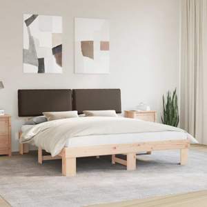 Ramka łóżka z tapicerowanym wezgłowiem Ciemnoszary 200 x 200 cm