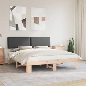 Ramka łóżka z tapicerowanym wezgłowiem Ciemnoszary 180 x 200 cm