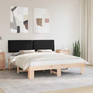 Ramka łóżka z tapicerowanym wezgłowiem Czarny 180 x 200 cm