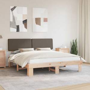 Ramka łóżka z tapicerowanym wezgłowiem Ciemnoszary 200 x 200 cm