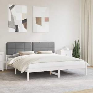 Ramka łóżka z tapicerowanym wezgłowiem Jasnoszary 200 x 200 cm
