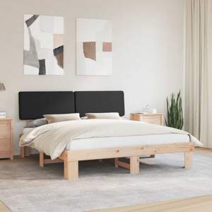 Ramka łóżka z tapicerowanym wezgłowiem Czarny 180 x 200 cm