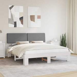 Ramka łóżka z tapicerowanym wezgłowiem Jasnoszary 180 x 200 cm