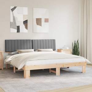 Ramka łóżka z tapicerowanym wezgłowiem Jasnoszary 200 x 200 cm