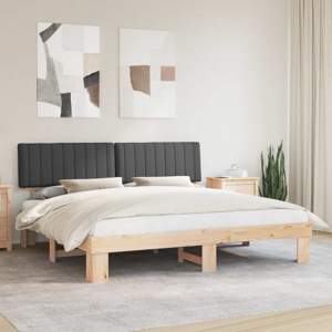 Ramka łóżka z tapicerowanym wezgłowiem Ciemnoszary 200 x 200 cm