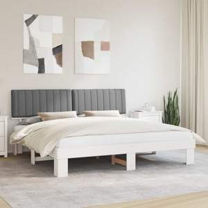 Ramka łóżka z tapicerowanym wezgłowiem Jasnoszary 200 x 200 cm