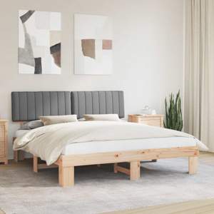 Ramka łóżka z tapicerowanym wezgłowiem Jasnoszary 180 x 200 cm