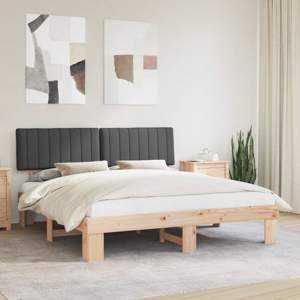 Ramka łóżka z tapicerowanym wezgłowiem Ciemnoszary 180 x 200 cm