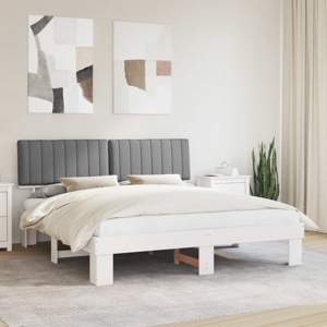 Ramka łóżka z tapicerowanym wezgłowiem Jasnoszary 180 x 200 cm