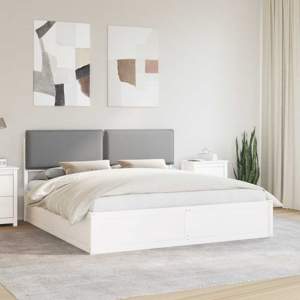 Ramka łóżka z tapicerowanym wezgłowiem Jasnoszary 180 x 200 cm