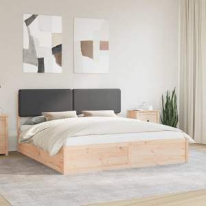 Ramka łóżka z tapicerowanym wezgłowiem Ciemnoszary 180 x 200 cm