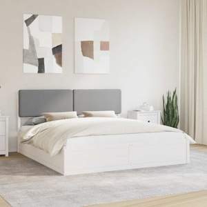 Ramka łóżka z tapicerowanym wezgłowiem Jasnoszary 180 x 200 cm
