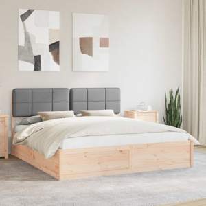 Ramka łóżka z tapicerowanym wezgłowiem Jasnoszary 200 x 200 cm