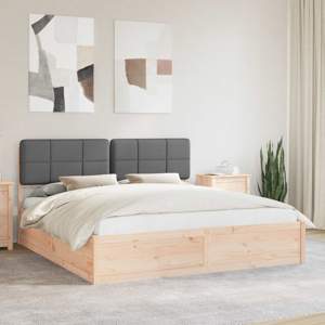 Ramka łóżka z tapicerowanym wezgłowiem Ciemnoszary 200 x 200 cm