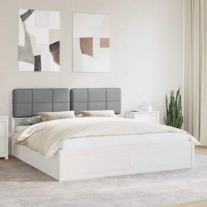 Ramka łóżka z tapicerowanym wezgłowiem Jasnoszary 180 x 200 cm