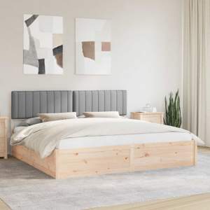 Ramka łóżka z tapicerowanym wezgłowiem Jasnoszary 200 x 200 cm