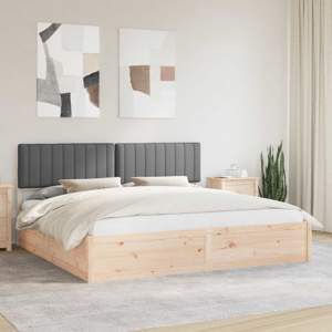 Ramka łóżka z tapicerowanym wezgłowiem Ciemnoszary 200 x 200 cm