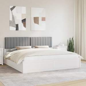 Ramka łóżka z tapicerowanym wezgłowiem Jasnoszary 200 x 200 cm