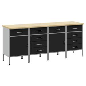 Szafka robocza Z blokadą 4 szt. Czarny i szary 200 x 55 x 85 cm