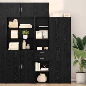 Highboard Czarny Dąb 40 x 42,5 x 185 cm Drewno inżynieryjne