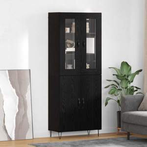 Highboard Białe i czarne dębowe 69,5 x 34 x 180 cm