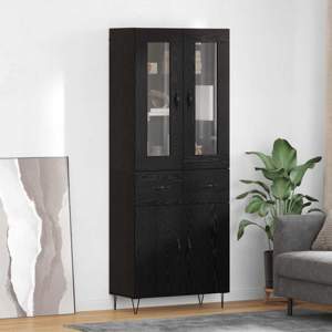 Highboard Czarny Dąb 69,5 x 34 x 90 cm Drewno inżynieryjne