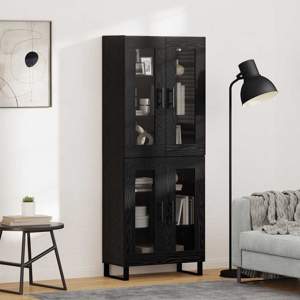 Highboard 2 szt. Czarny Dąb 69,5 x 34 x 180 cm