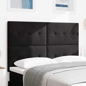Wezgłowie LED z paskami LED Czarny 144 cm Aksamit