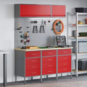 Zestaw szafek roboczych z szufladą 8 szt. Czerwony