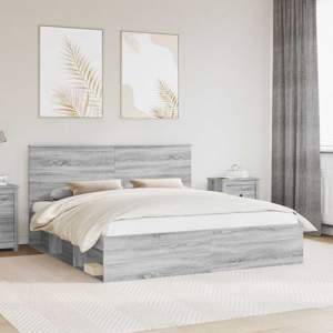 Ramka łóżka Szary Sonoma 200 x 200 cm Lite drewno sosnowe