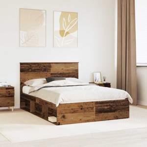 Ramka łóżka Stare drewno 150 x 200 cm Lite drewno sosnowe
