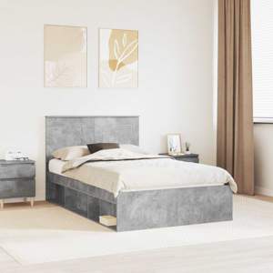 Ramka łóżka Betonowy 120 x 190 cm Lite drewno sosnowe
