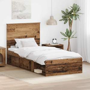 Ramka łóżka Stare drewno 75 x 190 cm Lite drewno sosnowe