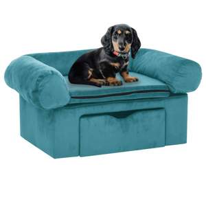 Sofa dla psa z przechowywaniem Turkusowy 75 x 50 x 38cm Plusz