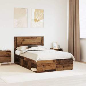 Ramka łóżka Stare drewno 120 x 190 cm Lite drewno sosnowe