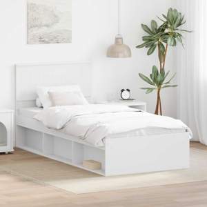 Ramka łóżka Z zagłówkiem Biały 90 x 190 cm Lite drewno sosnowe