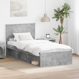Ramka łóżka Szary beton 90 x 190 cm Lite drewno sosnowe