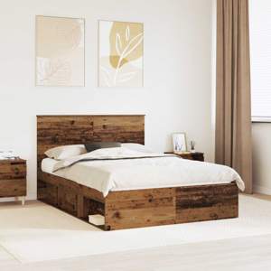 Ramka łóżka Stare drewno 135 x 190 cm Lite drewno sosnowe