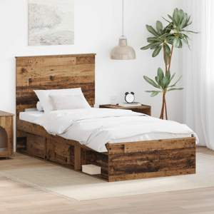 Ramka łóżka Stare drewno 90 x 200 cm Lite drewno sosnowe