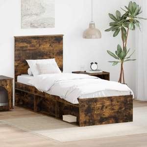 Ramka łóżka Dąb wędzony 75 x 190 cm Lite drewno sosnowe