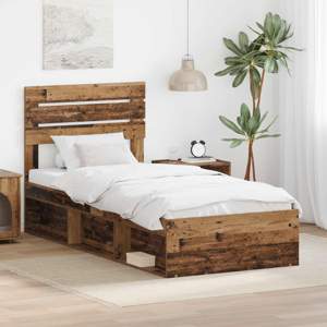Ramka łóżka Stare drewno 75 x 190 cm Lite drewno sosnowe