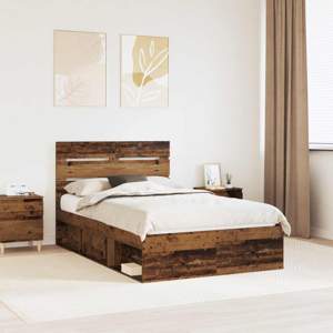 Ramka łóżka Stare drewno 120 x 190 cm Lite drewno sosnowe
