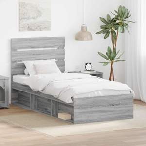 Ramka łóżka Szary Sonoma 75 x 190 cm Lite drewno sosnowe