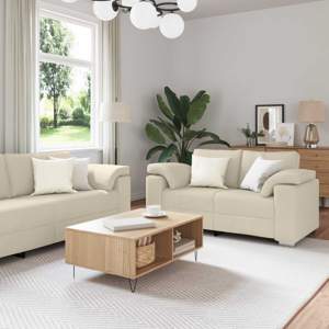 Sofa 3 szt. Beżowy Tkanina lniana