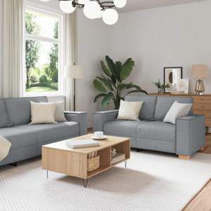 Sofa 3 szt. Jasnoszary Tkanina lniana