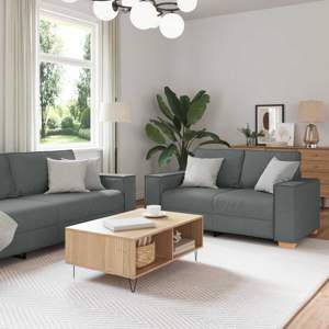 Sofa 3 szt. Ciemnoszary Tkanina lniana