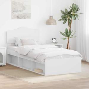 Ramka łóżka Z zagłówkiem Biały 100 x 200 cm Lite drewno sosnowe